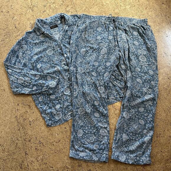 RRL Ralph Lauren Limited Edition Paisley Print Pajamas Sleep Set Shirt Pants OS - Picture 1 of 9